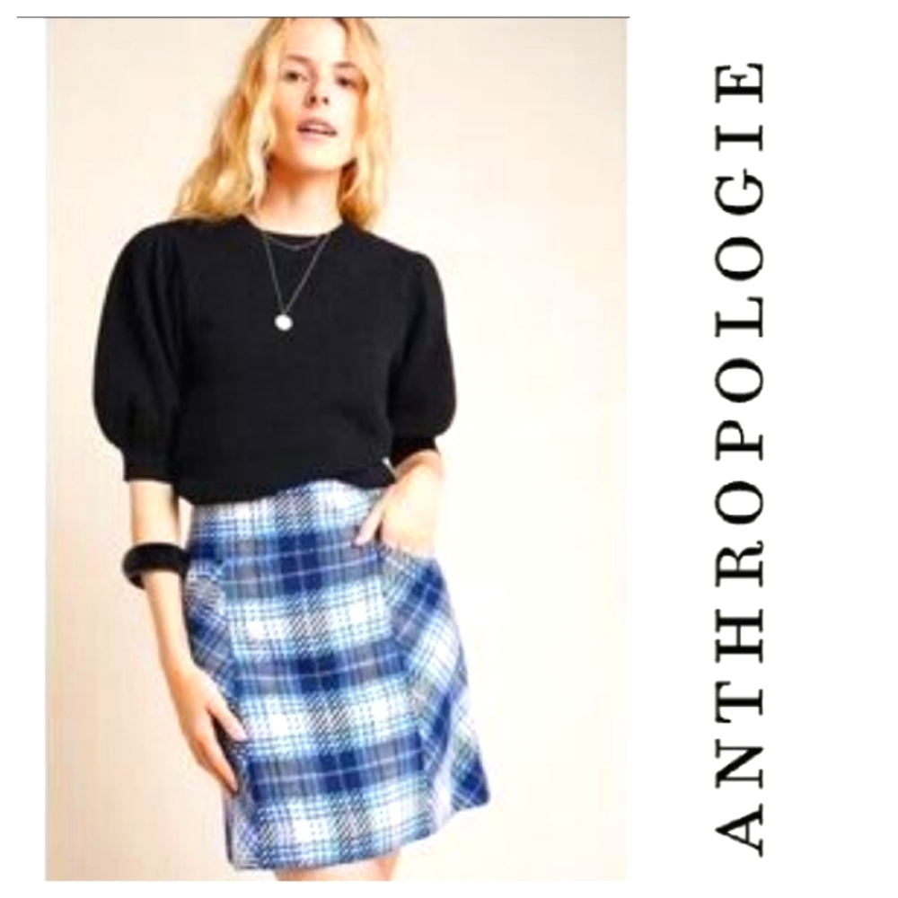ANTHRO MAEVE plaid pockets! woven many quality details skirt